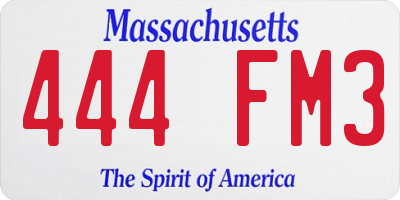MA license plate 444FM3