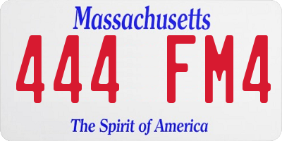 MA license plate 444FM4