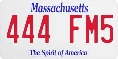 MA license plate 444FM5