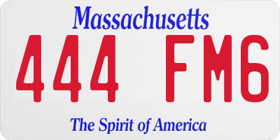 MA license plate 444FM6