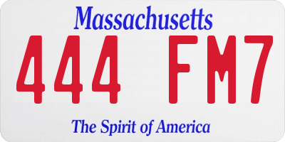 MA license plate 444FM7