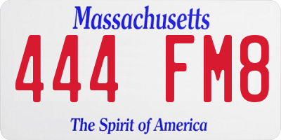 MA license plate 444FM8