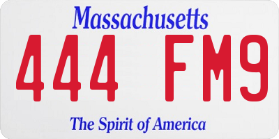 MA license plate 444FM9