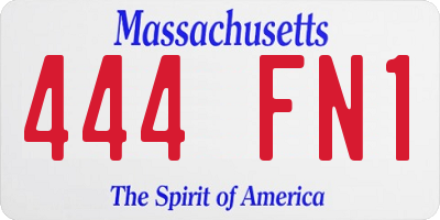 MA license plate 444FN1