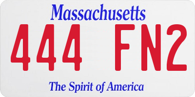 MA license plate 444FN2