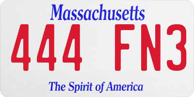MA license plate 444FN3