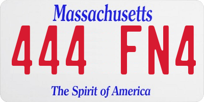 MA license plate 444FN4