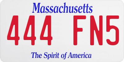 MA license plate 444FN5