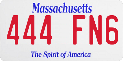 MA license plate 444FN6