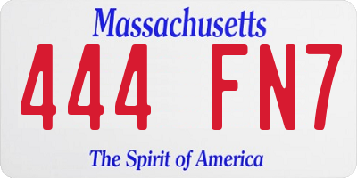 MA license plate 444FN7