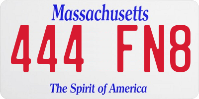 MA license plate 444FN8