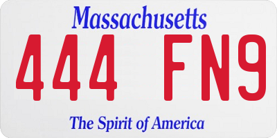 MA license plate 444FN9