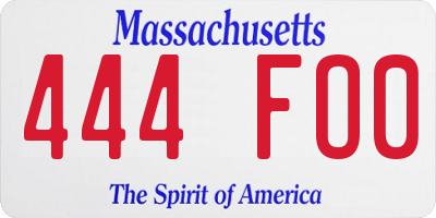 MA license plate 444FO0