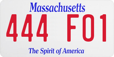 MA license plate 444FO1