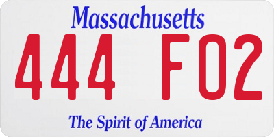 MA license plate 444FO2