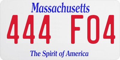 MA license plate 444FO4