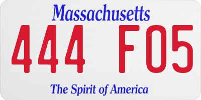 MA license plate 444FO5