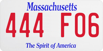 MA license plate 444FO6