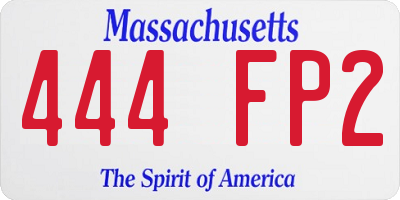 MA license plate 444FP2