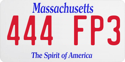 MA license plate 444FP3