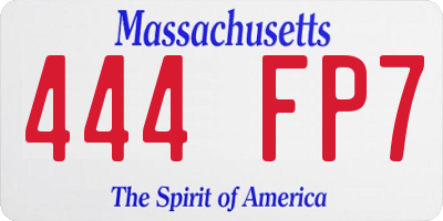 MA license plate 444FP7