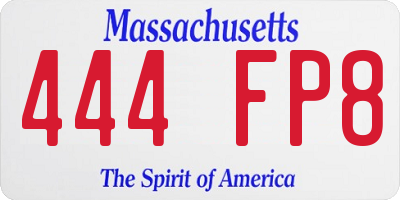 MA license plate 444FP8