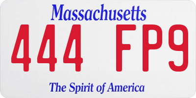 MA license plate 444FP9