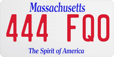 MA license plate 444FQ0