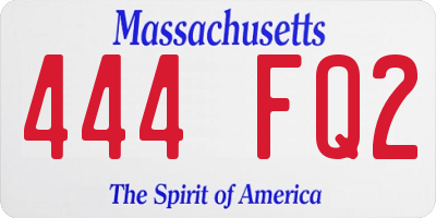 MA license plate 444FQ2