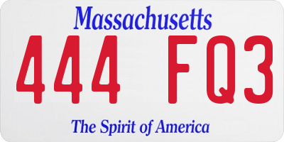 MA license plate 444FQ3