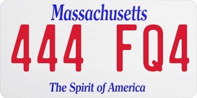 MA license plate 444FQ4
