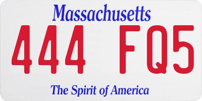 MA license plate 444FQ5