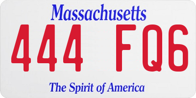 MA license plate 444FQ6