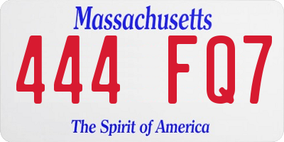 MA license plate 444FQ7
