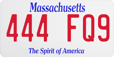 MA license plate 444FQ9