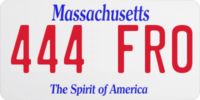 MA license plate 444FR0