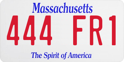 MA license plate 444FR1