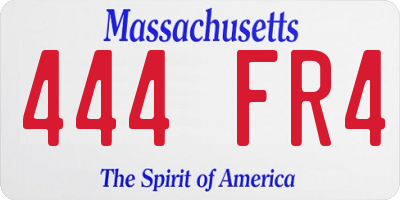 MA license plate 444FR4