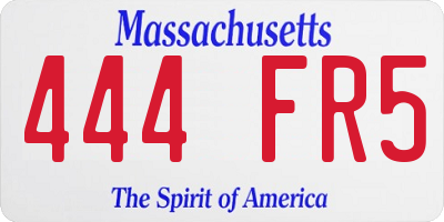 MA license plate 444FR5