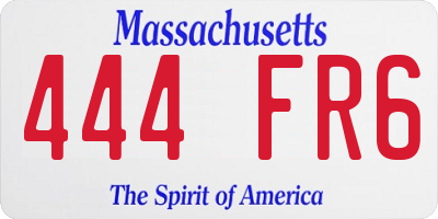 MA license plate 444FR6