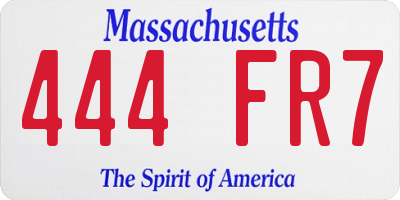 MA license plate 444FR7