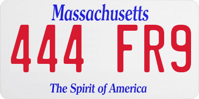 MA license plate 444FR9