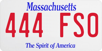 MA license plate 444FS0