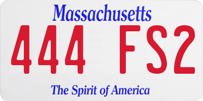 MA license plate 444FS2