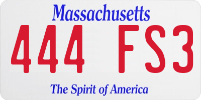 MA license plate 444FS3