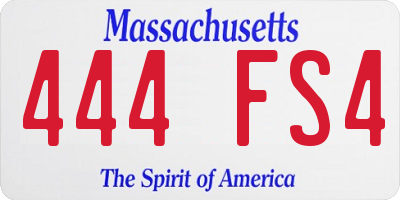 MA license plate 444FS4