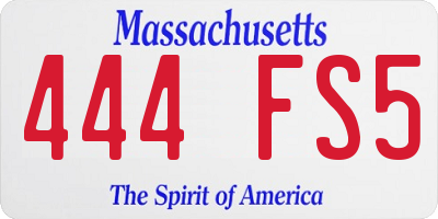 MA license plate 444FS5