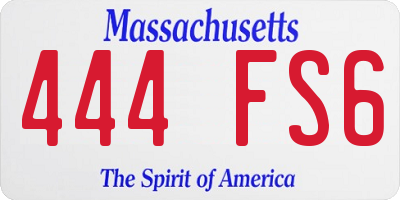 MA license plate 444FS6
