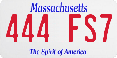 MA license plate 444FS7