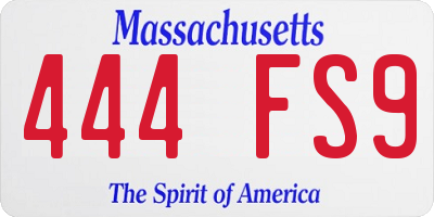 MA license plate 444FS9